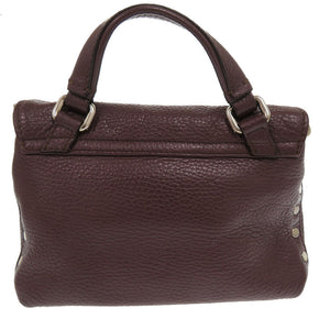 新品同様 ザネラート ポスティーナ レザー ボルドー ブラウン 紫色 茶色 ハンドバッグ 0817【中古】ZANELLATO