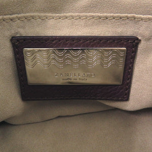 新品同様 ザネラート ポスティーナ レザー ボルドー ブラウン 紫色 茶色 ハンドバッグ 0817【中古】ZANELLATO