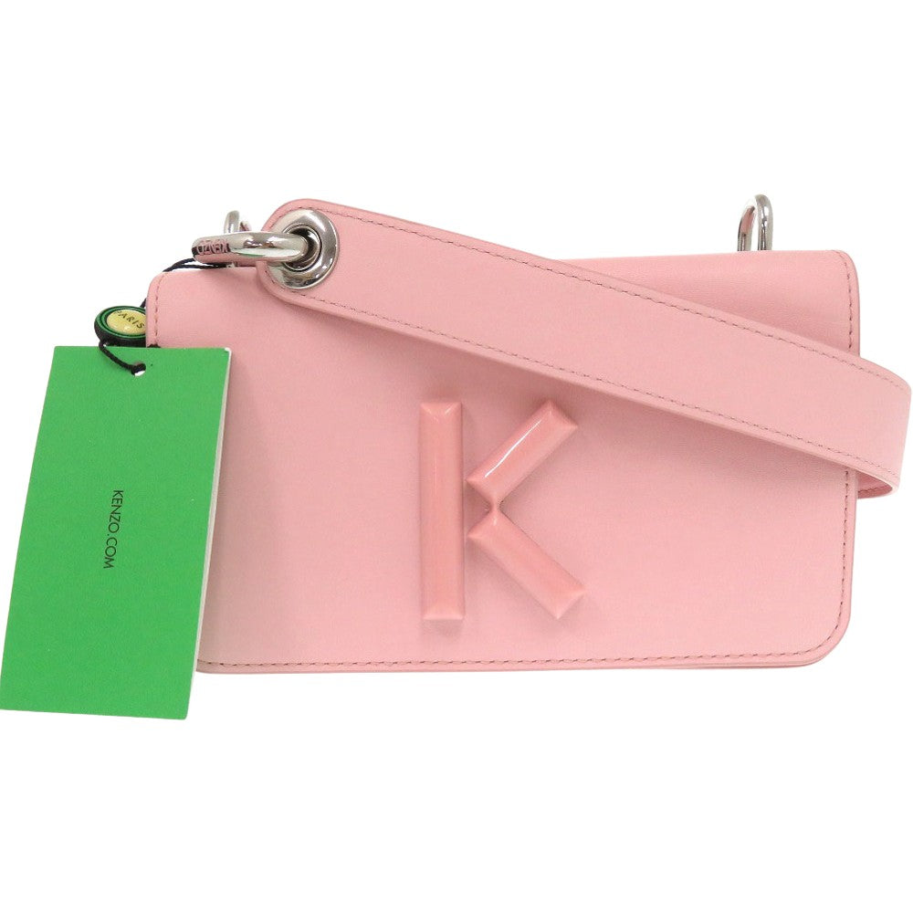 新品同様 ケンゾー Kandy ロゴプレート クロスボディバッグ FA52SA320L2434 ショルダーバッグ レザー ピンク 0888【中古】KENZO