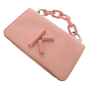 新品同様 ケンゾー Kandy ロゴプレート クロスボディバッグ FA52SA320L2434 ショルダーバッグ レザー ピンク 0888【中古】KENZO