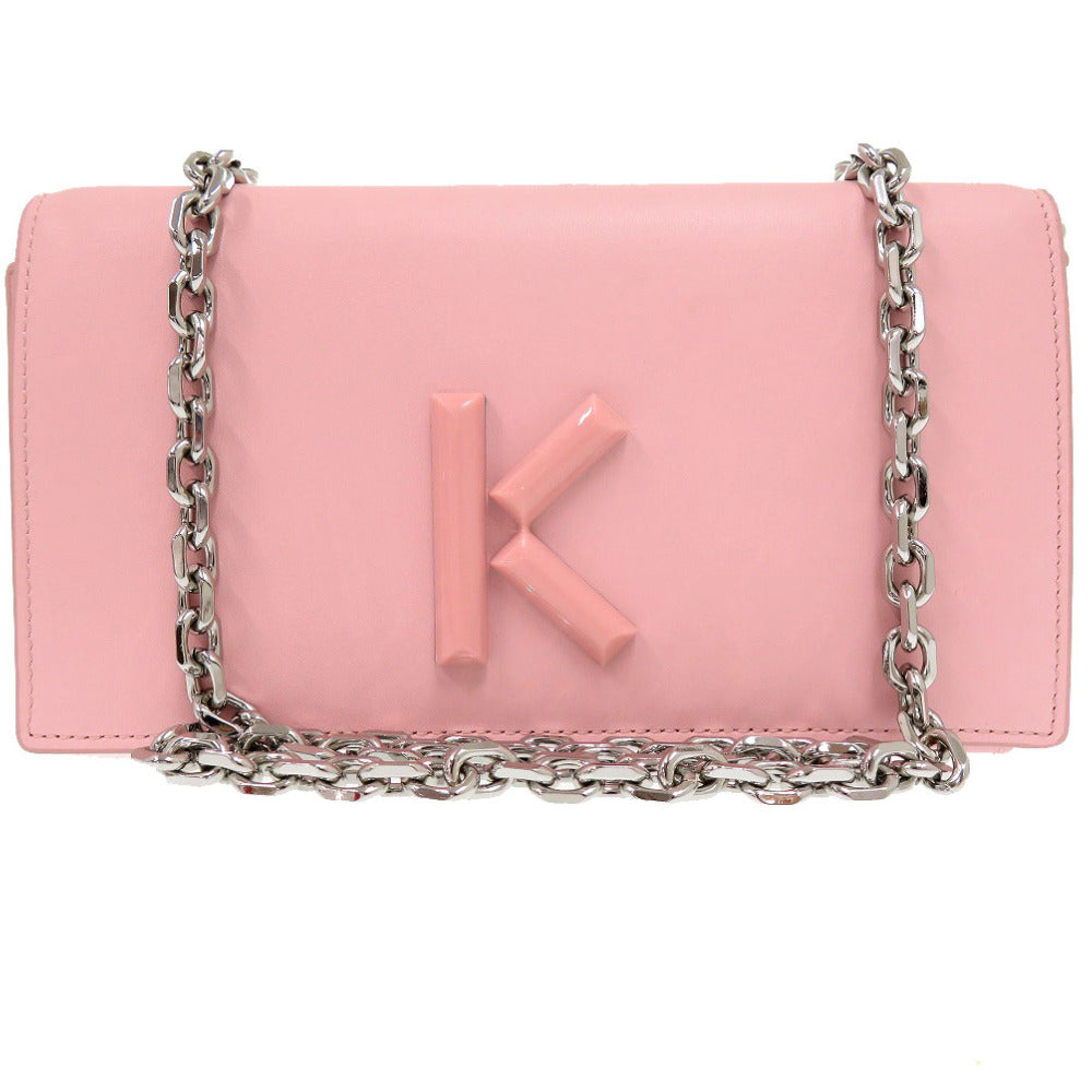 新品同様 ケンゾー FA52PM318L24 34 レザー ライトピンク シルバー ブラック ピンク 長財布 0893【中古】KENZO