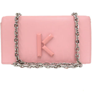 新品同様 ケンゾー FA52PM318L24 34 レザー ライトピンク シルバー ブラック ピンク 長財布 0893【中古】KENZO