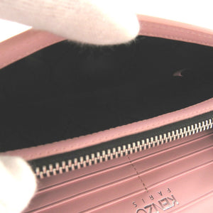 新品同様 ケンゾー FA52PM318L24 34 レザー ライトピンク シルバー ブラック ピンク 長財布 0893【中古】KENZO
