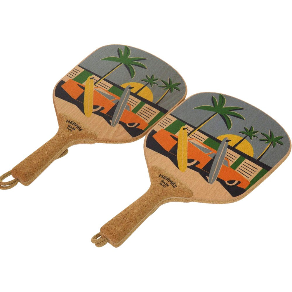 未使用 エルメス アプレ ラ ヴァーグ エルメス ビーチラケット ホビー コルク マルチカラー 0904【中古】HERMES