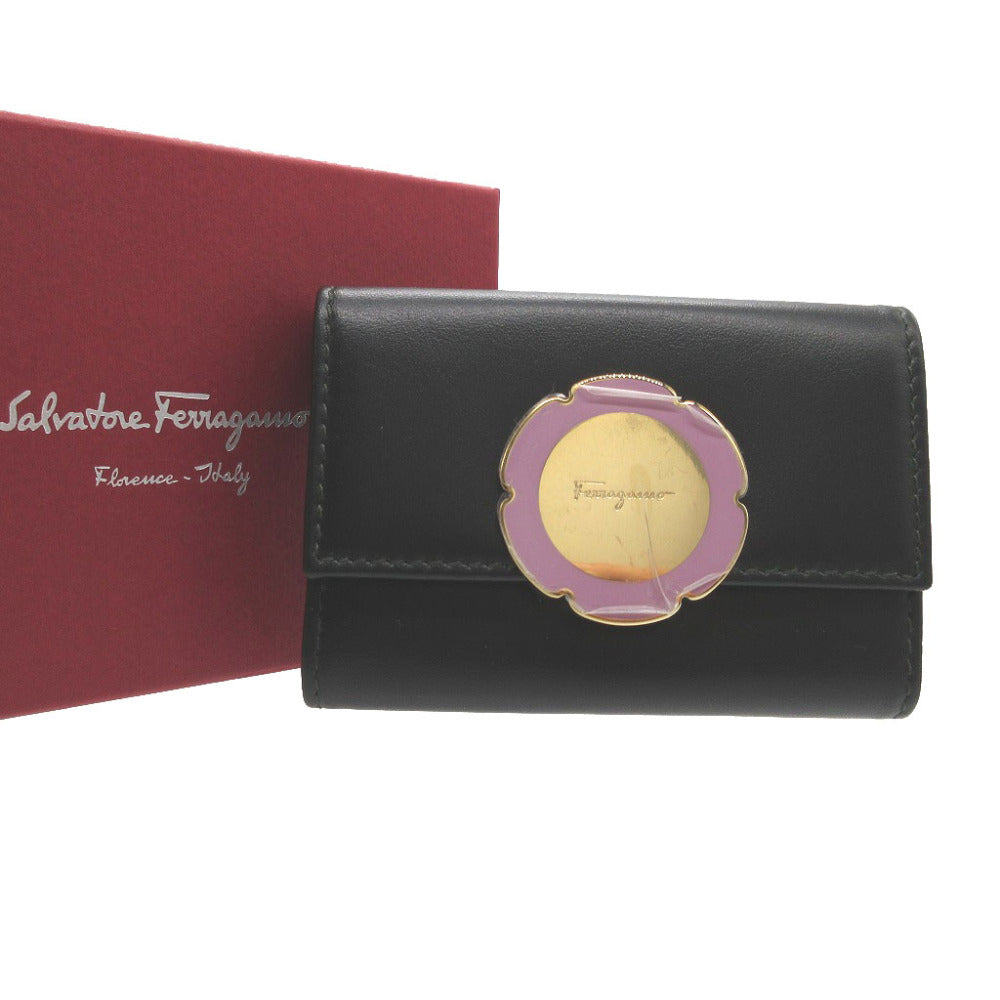 未使用 サルヴァトーレ フェラガモ 22D162 レザー ブラック 黒 6連 キーケース 0921【中古】Salvatore Ferragamo