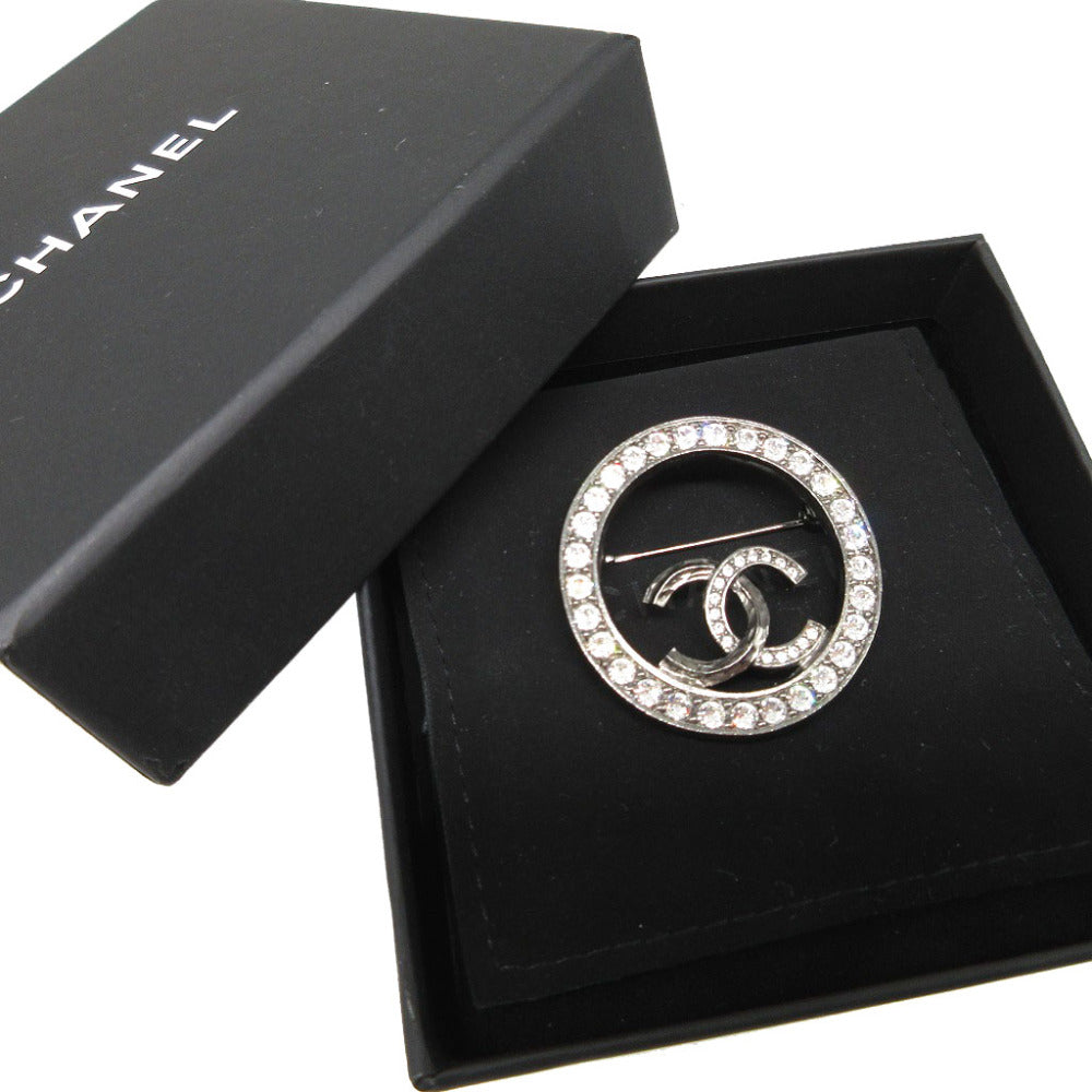新品同様 シャネル ココマーク C21K ラウンド ラインストーン メタル ブローチ 0969【中古】CHANEL