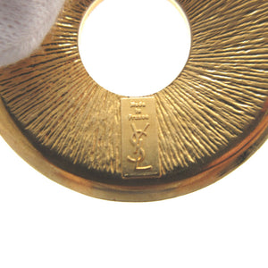 美品 イヴ サンローラン ヴィンテージ ラウンド メタル レッド 赤 ブラック 黒 ゴールド ブローチ 0970【中古】Yves Saint Laurent