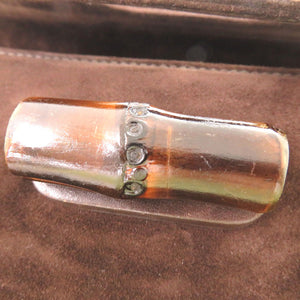 グッチ バンブー ターンロック ハンドバッグ レザー ブラウン 0988【中古】GUCCI