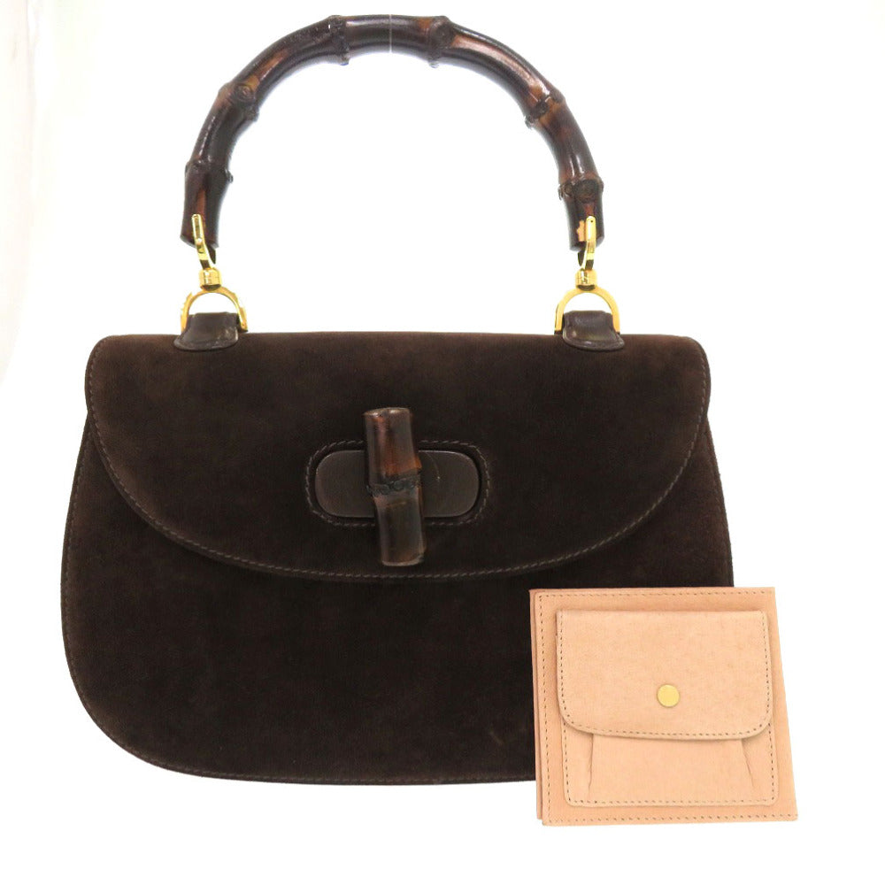 グッチ バンブー ターンロック ハンドバッグ レザー ブラウン 0988【中古】GUCCI