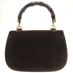 グッチ バンブー ターンロック ハンドバッグ レザー ブラウン 0988【中古】GUCCI
