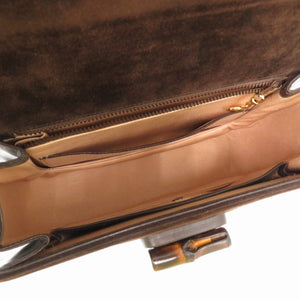 グッチ バンブー ターンロック ハンドバッグ レザー ブラウン 0988【中古】GUCCI