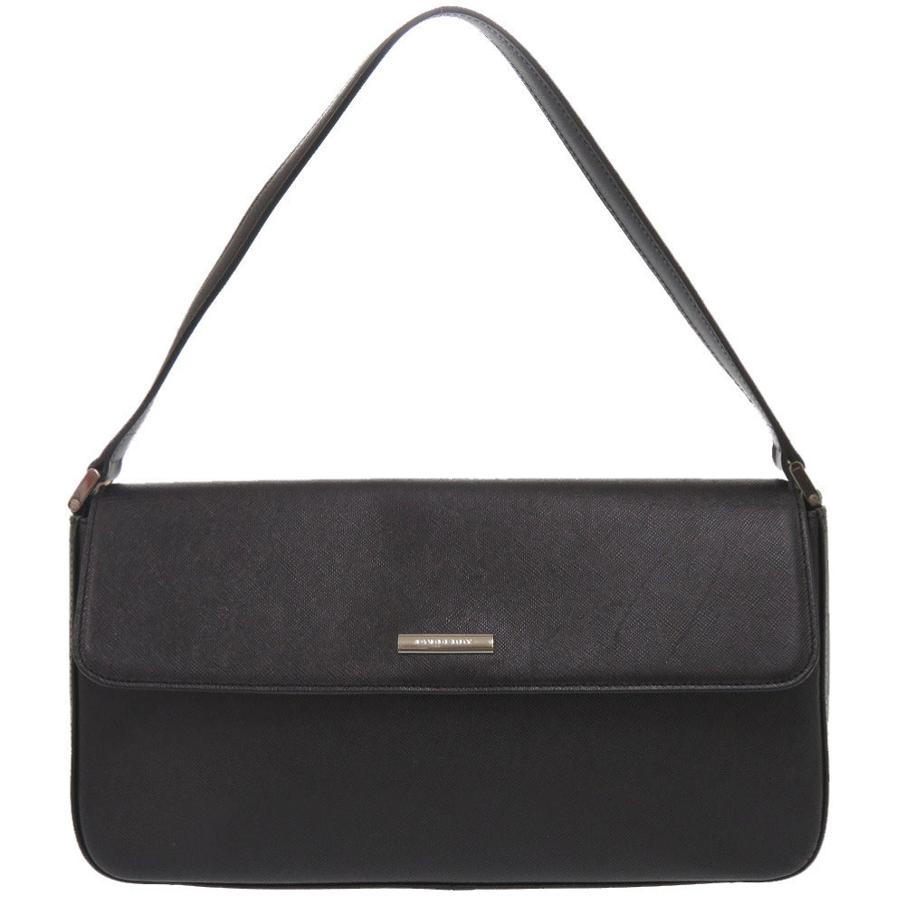 バーバリー ロゴプレート ノバチェック レザー ブラック ワンショルダーバッグ 黒 0991【中古】BURBERRY