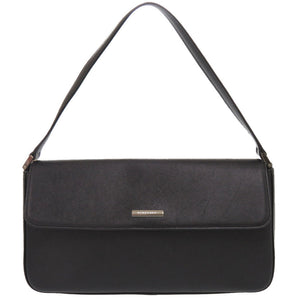 バーバリー ロゴプレート ノバチェック レザー ブラック ワンショルダーバッグ 黒 0991【中古】BURBERRY