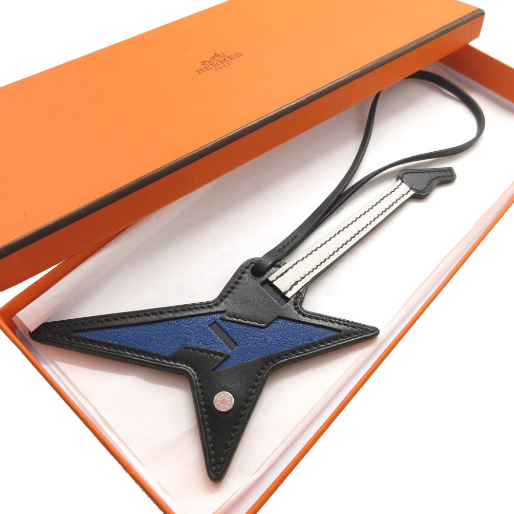 新品同様 エルメス 084080CJ ROCK ロック ギター ヴォータデラクト ブルーロイヤル ノワール マッシュルーム キャバン バッグチャーム キーホルダー 1013【中古】HERMES