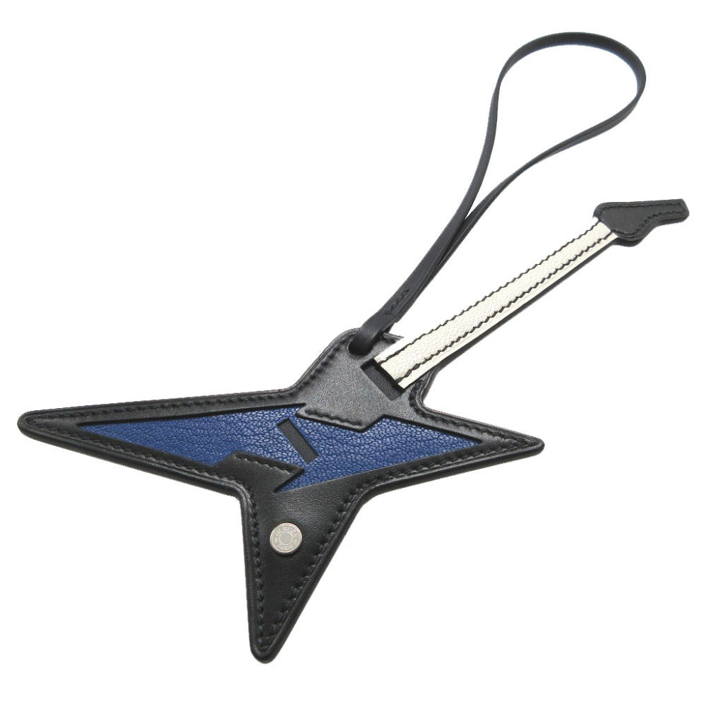 新品同様 エルメス 084080CJ ROCK ロック ギター ヴォータデラクト ブルーロイヤル ノワール マッシュルーム キャバン バッグチャーム キーホルダー 1013【中古】HERMES