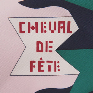 新品同様 エルメス カレ90 CHEVAL DE FETE シュヴァル ドゥ フェット シルク ピンク ROSE グレー GRIS スカーフ 1014【中古】HERMES