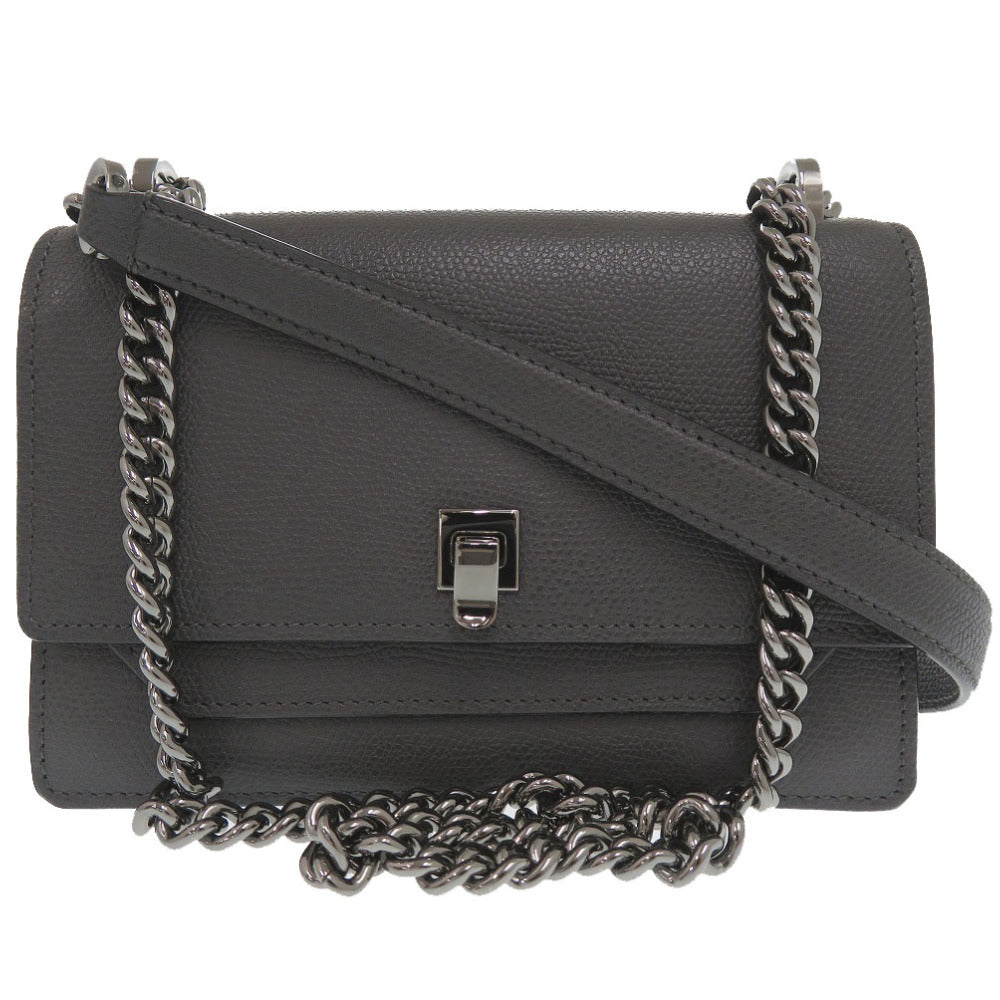 新品同様 ヴァレクストラ スプリッツァ チェーンショルダーバッグ レザー ブラック シルバー 黒 ショルダーバッグ 1046【中古】Valextra