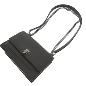 新品同様 ヴァレクストラ スプリッツァ チェーンショルダーバッグ レザー ブラック シルバー 黒 ショルダーバッグ 1046【中古】Valextra