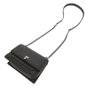 新品同様 ヴァレクストラ スプリッツァ チェーンショルダーバッグ レザー ブラック シルバー 黒 ショルダーバッグ 1046【中古】Valextra