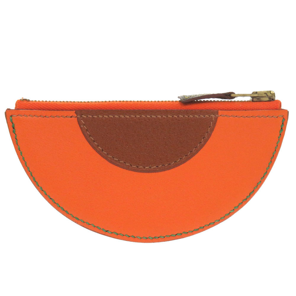 エルメス フルーツ オレンジ レザー オレンジ ブラウン □F刻印 コインケース 小銭入れ 財布 1085 【中古】 HERMES
