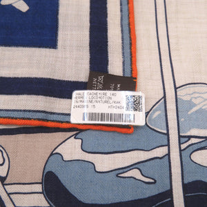 未使用 エルメス カレジェアン カレ140 LOCOMOTION ロコモーション マリン ナチュラル カーキ ベージュ スカーフ 1106【中古】HERMES