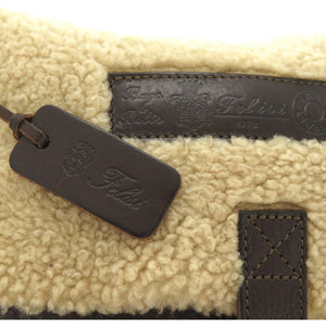 美品 フェリージ レザー ムートン ボアショルダーバッグ メッセンジャーバック ブラウン 1120【中古】FELISI