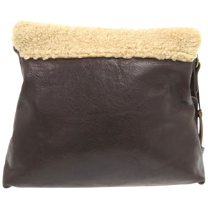 美品 フェリージ レザー ムートン ボアショルダーバッグ メッセンジャーバック ブラウン 1120【中古】FELISI