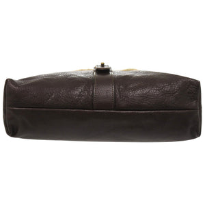 美品 フェリージ レザー ムートン ボアショルダーバッグ メッセンジャーバック ブラウン 1120【中古】FELISI