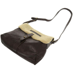 美品 フェリージ レザー ムートン ボアショルダーバッグ メッセンジャーバック ブラウン 1120【中古】FELISI
