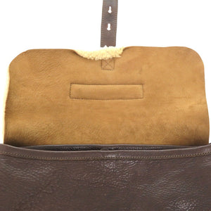 美品 フェリージ レザー ムートン ボアショルダーバッグ メッセンジャーバック ブラウン 1120【中古】FELISI