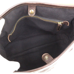 美品 フェリージ レザー ムートン ボアショルダーバッグ メッセンジャーバック ブラウン 1120【中古】FELISI