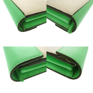 新品同様 フェンディ FFダイヤモンド コンチネンタル財布 FF DIAMONDS CONTINENTAL WALLET レザー グリーン ホワイト 薄緑 白 長財布1135【中古】FENDI