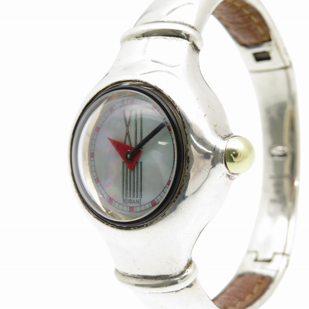 ミザーニ キャデラック シルバー 925 クオーツ 腕時計 銀無垢/レザー シェル文字盤 1162【中古】MISANI レディース
