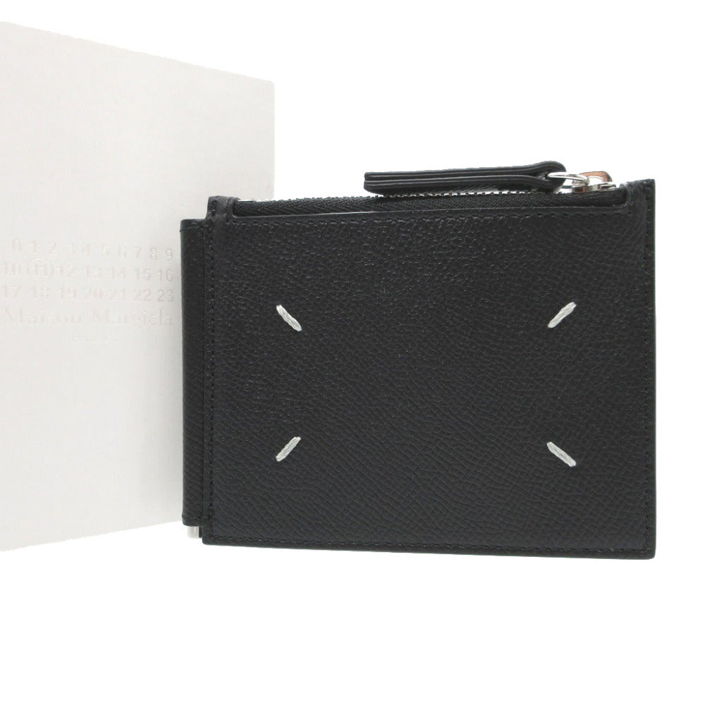 新品同様 メゾンマルジェラ SA1UI0018 レザー ブラック 黒 マネークリップ コインケース 2つ折り財布 財布 1163【中古】Maison Margiela