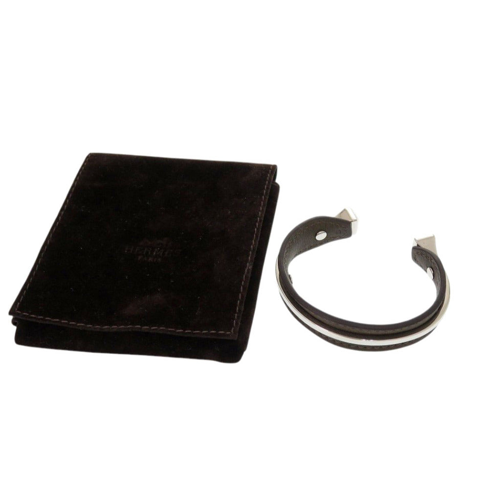 美品 エルメス バングル ヴォースイフト メタル ブラウン シルバー □P刻印(2012年製) ブレスレット 1189【中古】HERMES