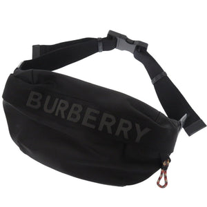 新品同様 バーバリー ロゴ ナイロン ブラック ボディバッグ 黒 1203【中古】BURBERRY
