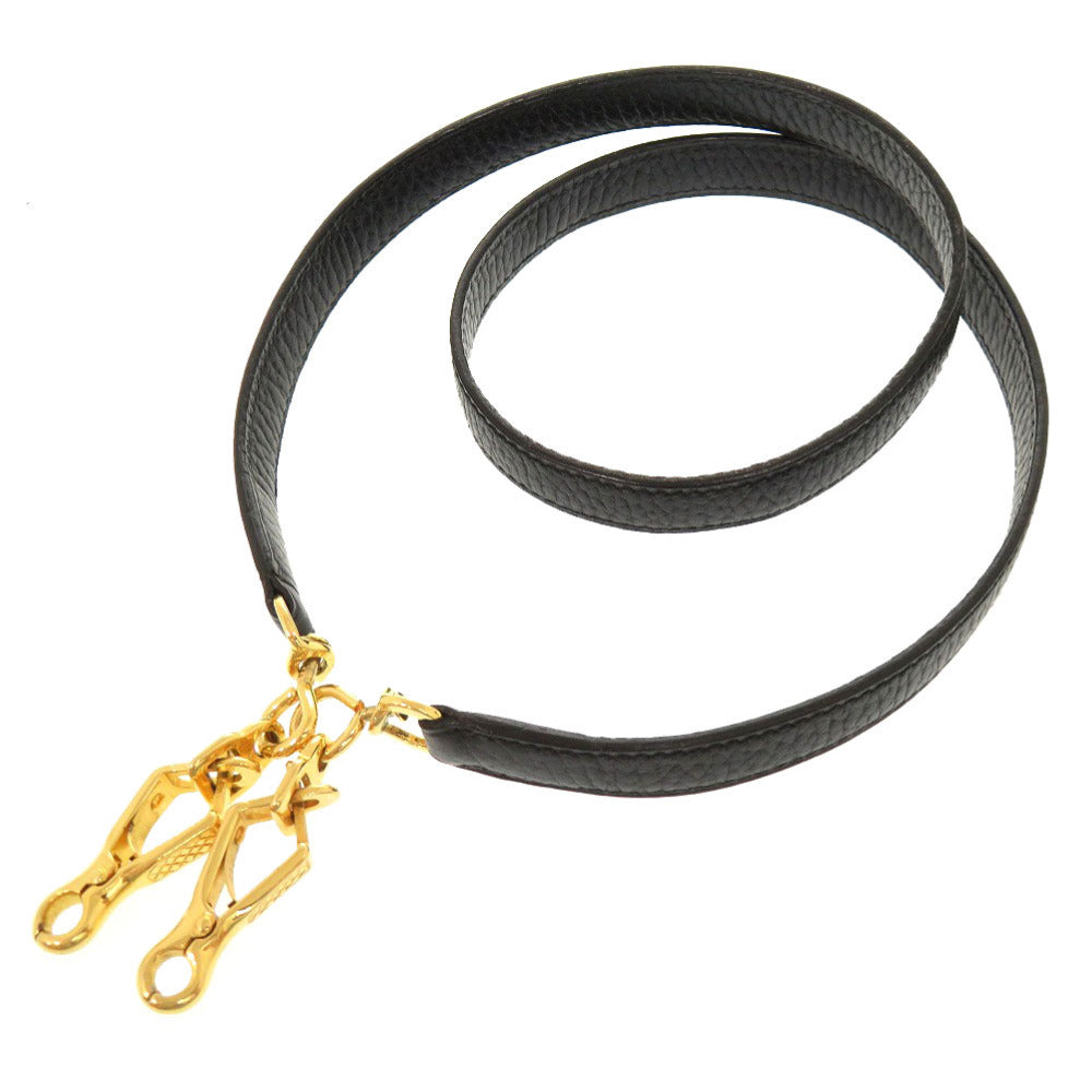 美品 エルメス ケリーストラップ トリヨンクレマンス ブラック ゴールド金具 ショルダーストラップ 黒 1211 【中古】 HERMES