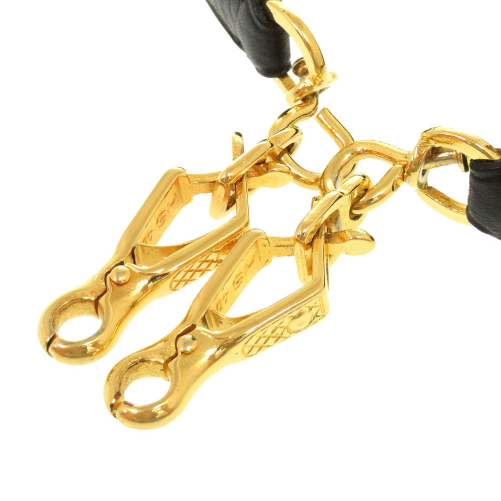 美品 エルメス ケリーストラップ トリヨンクレマンス ブラック ゴールド金具 ショルダーストラップ 黒 1211 【中古】 HERMES