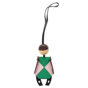 美品 エルメス ジョッキー バッグチャーム ヴォーバレニア シェーブル ブラック ミント U刻印(2022年製) キーホルダー 1221 【中古】 HERMES