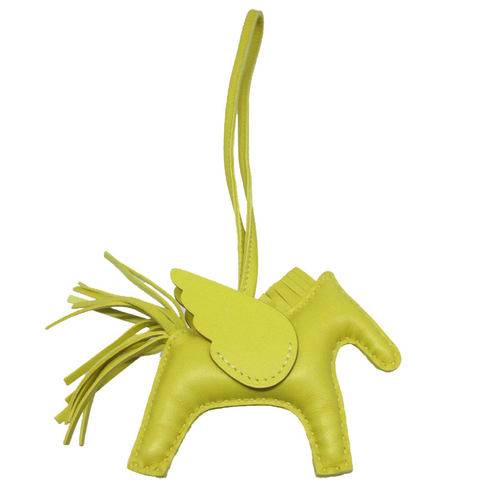 新品同様 エルメス ロデオペガサスPM アニューミロ B刻印(2023年製) ライム ソーイエロー 黄 バッグチャーム キーホルダー 1222【中古】HERMES