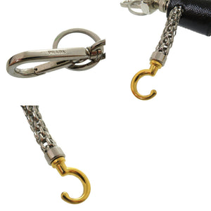 美品 プラダ トリック ロボット 1TR250  バッグチャーム キーホルダー レザー メタル ブラック シルバー ゴールド 1TR250 キーホルダー 1233【中古】PRADA