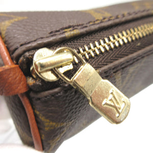 新品同様 ルイヴィトン モノグラム パピヨン 豚革 ブラウン 茶 ポーチ 1244【中古】LOUIS VUITTON