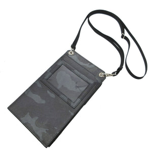 美品 プラダ 2ZH068 サフィアーノ アクティブ カモフラージュ サフィアーノレザー ブラック 黒 ブルー 青 フォンケース ショルダーバッグ 1250【中古】PRADA