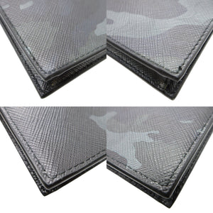 美品 プラダ 2ZH068 サフィアーノ アクティブ カモフラージュ サフィアーノレザー ブラック 黒 ブルー 青 フォンケース ショルダーバッグ 1250【中古】PRADA