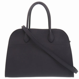 未使用 ザ ロウ マルゴー12 レザー ネイビー 2WAY ハンドバッグ 紺 1295 【中古】 THE ROW