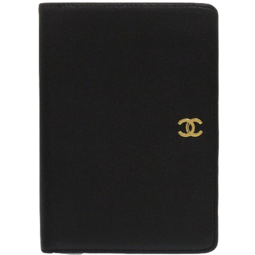 美品 シャネル ココマーク ラムスキン ブラック 1308 黒 二つ折り財布【中古】CHANEL