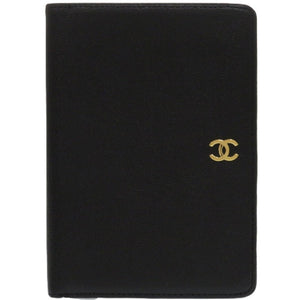 美品 シャネル ココマーク ラムスキン ブラック 1308 黒 二つ折り財布【中古】CHANEL