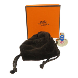 新品同様 エルメス ツイリーリング エポレット メタル ゴールド ブルー ピンク スカーフリング 1343【中古】HERMES