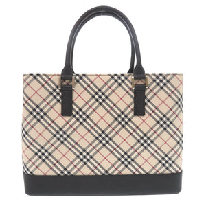 美品 バーバリー ノバチェック レザー ベージュ ハンドバッグ 1345【中古】BURBERRY