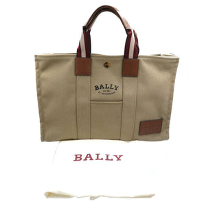 美品 バリー ドライサリア キャンバス レザー ゴールド金具 サンドベージュ トートバッグ 1348【中古】BALLY